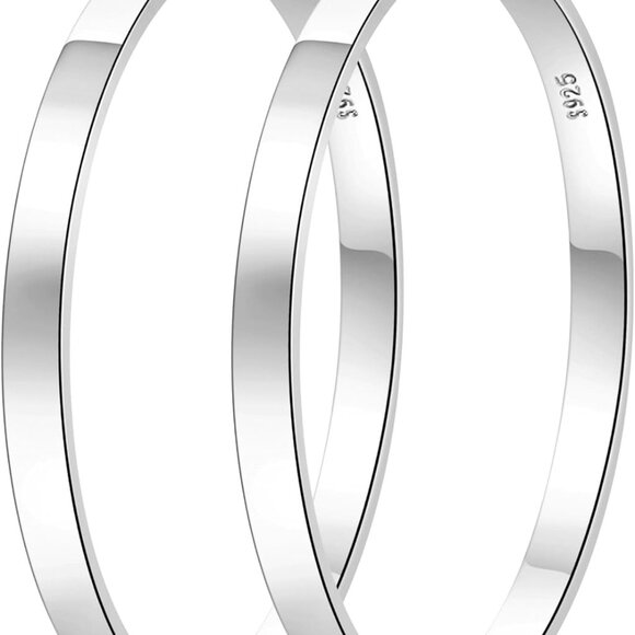 Luxury Large Silver Hoop Earrings - Hypoallergenic 14K Gold Plated - Gift-Ready - Picture 1 of 6